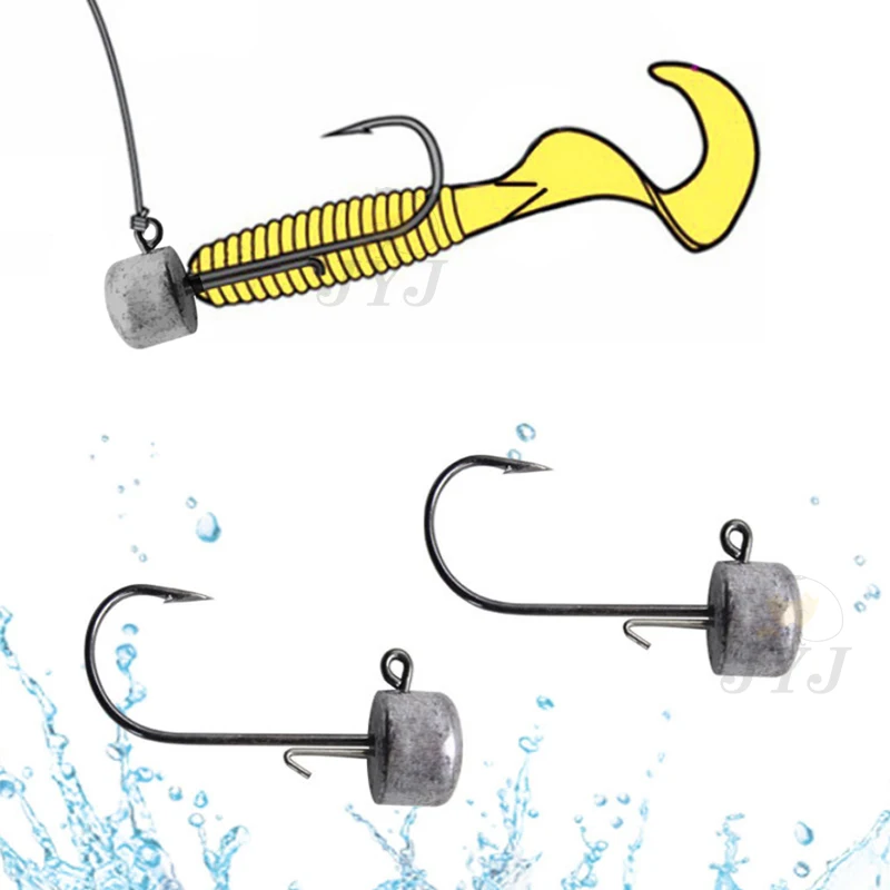 Anzuelos con forma cilíndrica para pesca, cebo duro de gusano blando, cabeza de Jigging, con púas, 1,5g-6g, lote de 10 unidades, novedad - imagen 4
