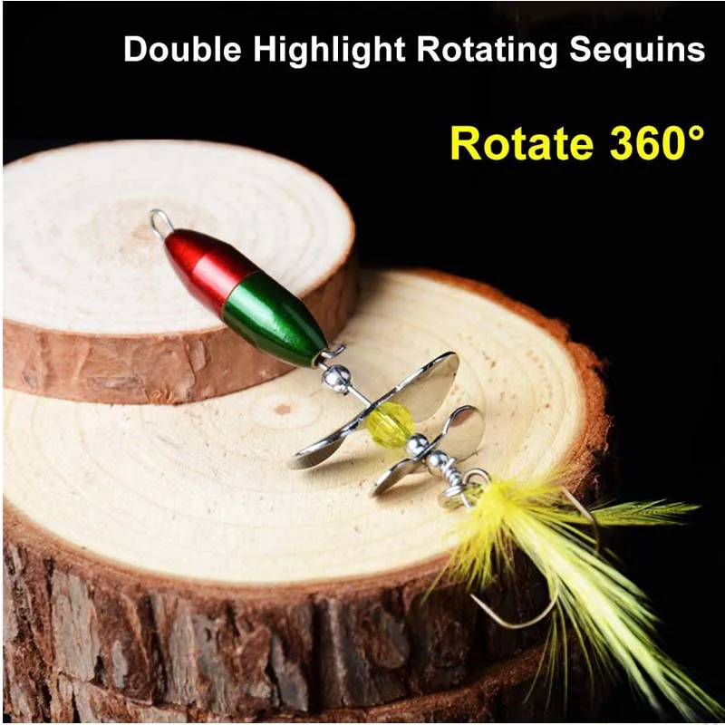 Rotación Spinner lentejuelas señuelo para pesca Wobbler cebo con pluma de pesca para Bass perca de trucha Pike agua salada de agua dulce - imagen 2