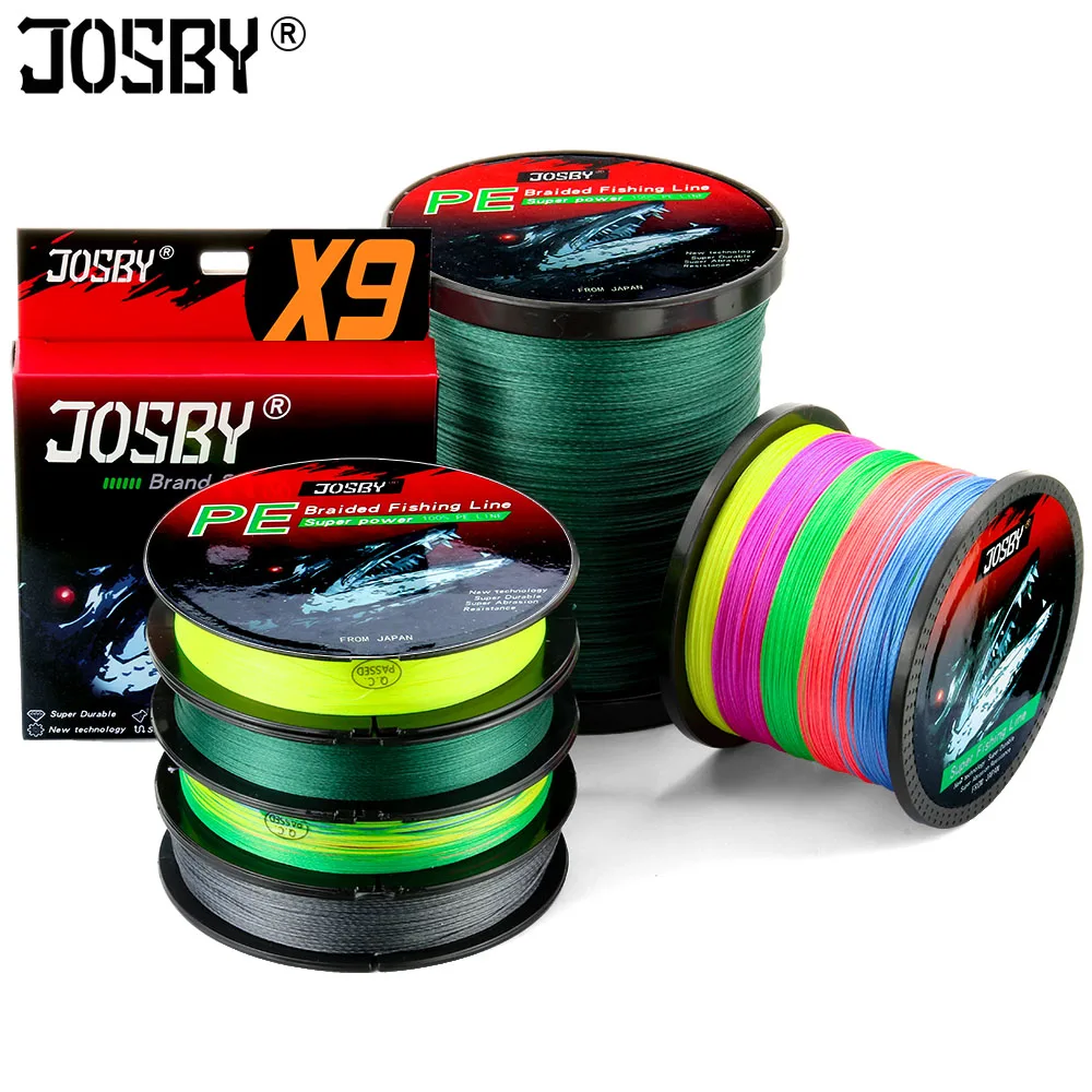JOSBY-sedal de Pesca de 9 hebras, hilo trenzado para Pesca de carpa, PE, Multifilamento, 22 ~ 135LB, 1000M, 500M, 300M, 100M - imagen 3