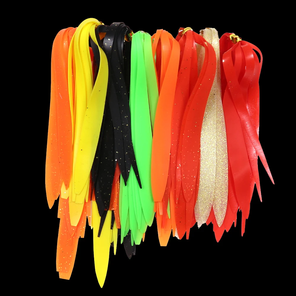 Bimoo, 10 Uds., faldas de deriva de silicona, Material de atado de moscas, pesca en el mar, Spinnerbait, remolque, Buzzbait, señuelos deslizantes de goma