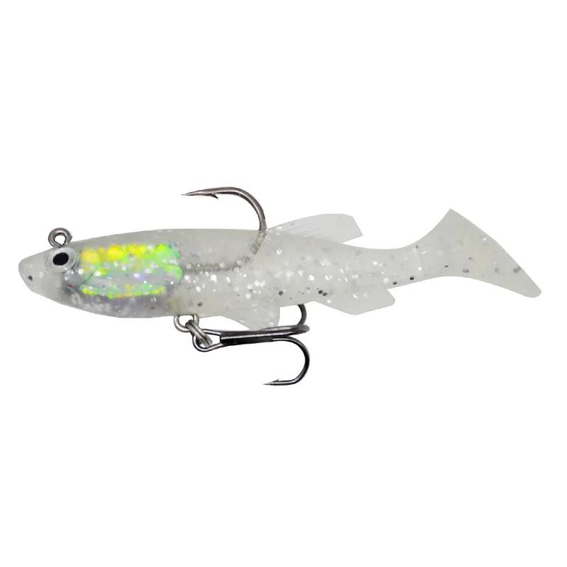 Cebo suave con cola en T, cabeza de anzuelo, pez, 8cm, 12g, Señuelos de pesca, lubina, señuelo Artificial, lote de 10 piezas en oferta - imagen 5