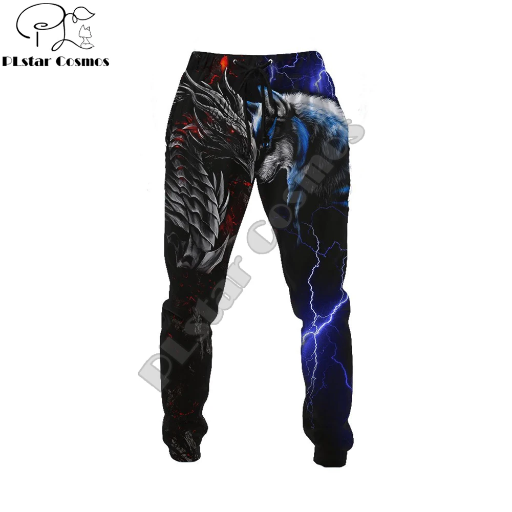 Pantalones de pesca estampado 3D dragón lobo rojo azul - imagen 5