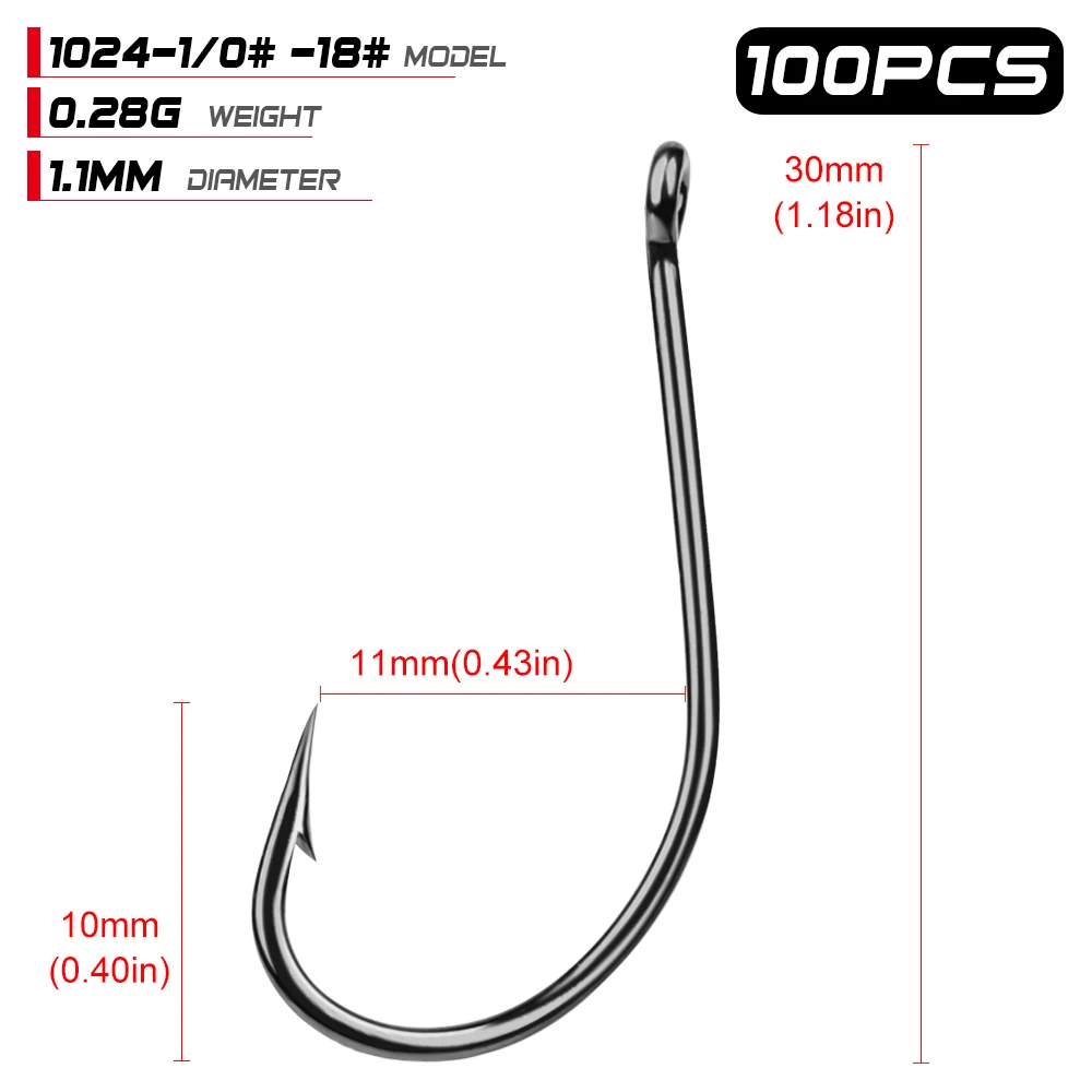 Maruseigo-anzuelo de pesca de agua dulce, 100 unidades, serie 5 #-1024 #, anzuelo de cebo, lubina, 6/0 - imagen 3