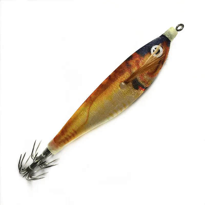 1 unidad de señuelo de pesca 8CM/10G ojos 3D anzuelo de calamar Jigs pulpo sepia Camarón cebos luminosos