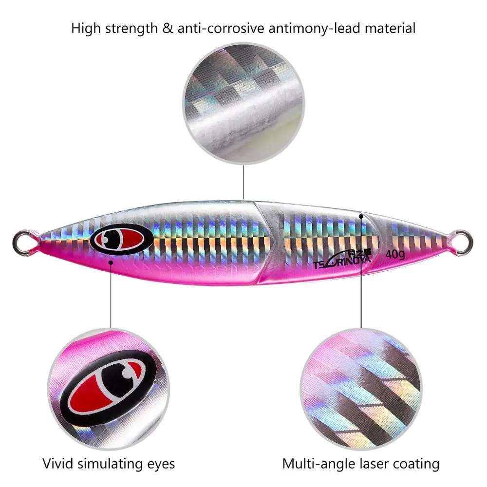TSURINOYA Rover señuelo de pesca Vertical luminoso, Jigging lento para agua salada, 3 colores, 40g/60g/80g/100g, una pieza - imagen 5