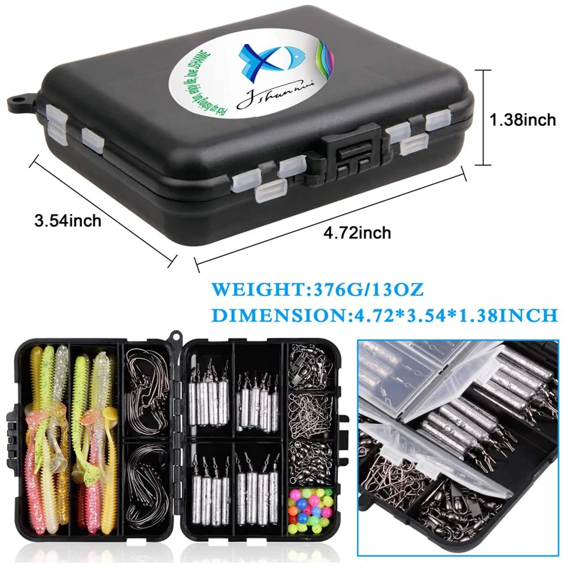 Caja de aparejos de pesca, Kit de señuelos de trucha, accesorios de Señuelos de Pesca, anzuelos Wacky, broches giratorios, equipo de pesca, 178 unids/lote por caja - imagen 5