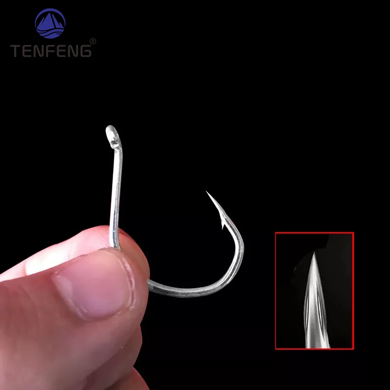 Anzuelos de Pesca de acero de alto carbono, anzuelos de púas de estaño brillante, cabeza de plantilla, perca, aparejos de Pesca de lubina, venta al por mayor - imagen 5