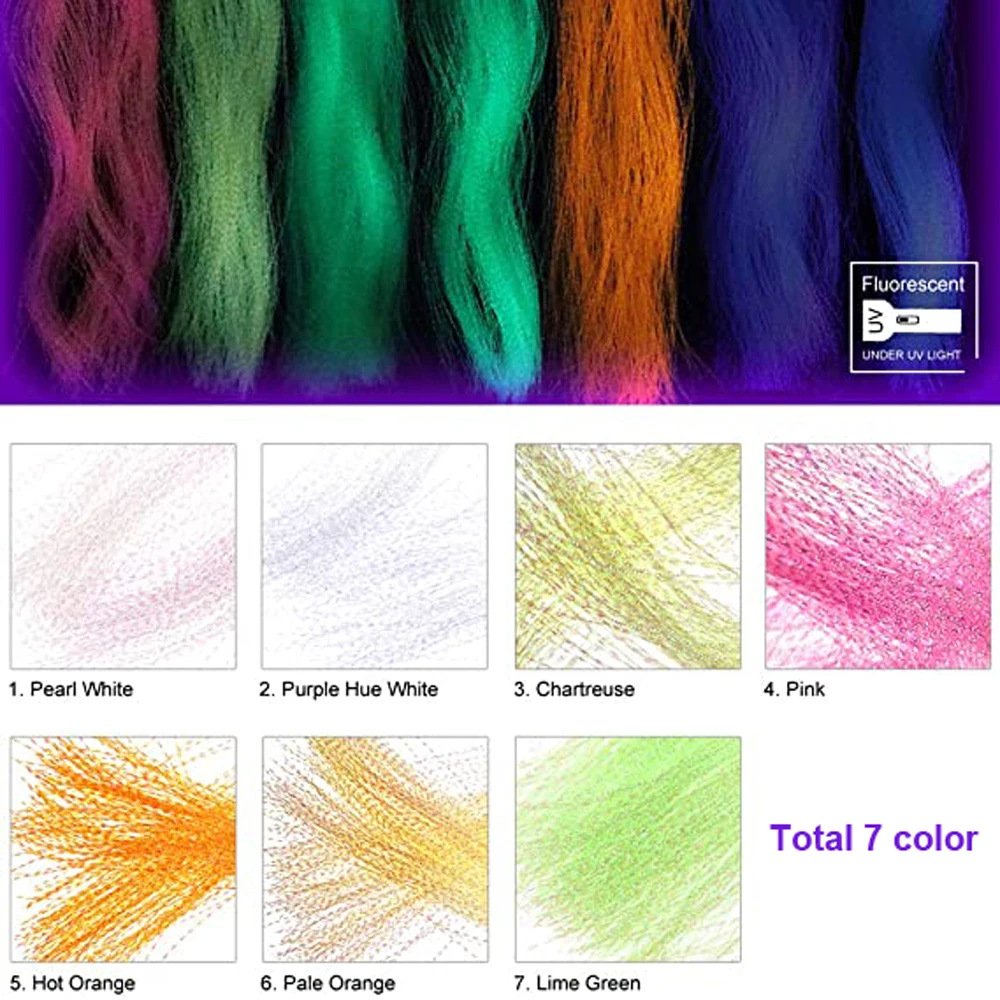 Wifreo-tachuelas de cristal fluorescente UV, Tinsel, Material de atado de moscas, plantilla de agua salada, 14 paquetes - imagen 2