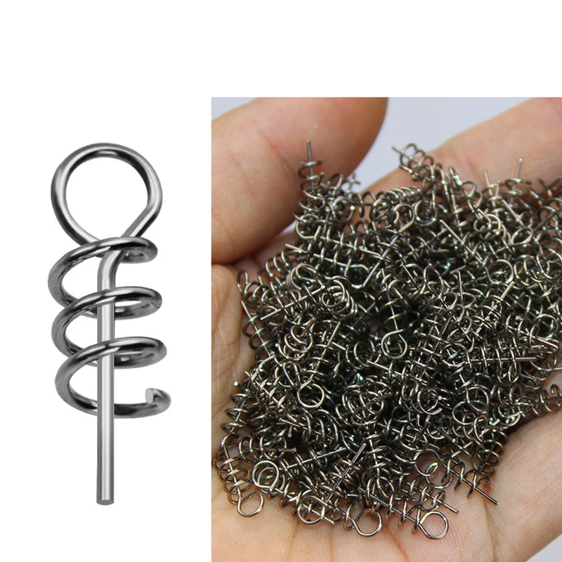 Pin de bloqueo de resorte de acero inoxidable, gancho de manivela, Conector de Pesca giratorio y a presión, accesorios de cebo suave, aparejos de señuelo de Pesca, 20-100 piezas - imagen 4