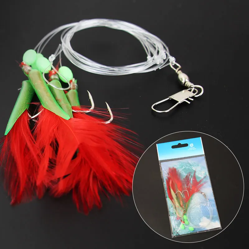 Mosodo-anzuelos de pesca Sabiki, luminosos, piel de pescado, camarón, señuelos suaves, cebo giratorio a presión, aparejos de pesca de mar para caballa - imagen 5