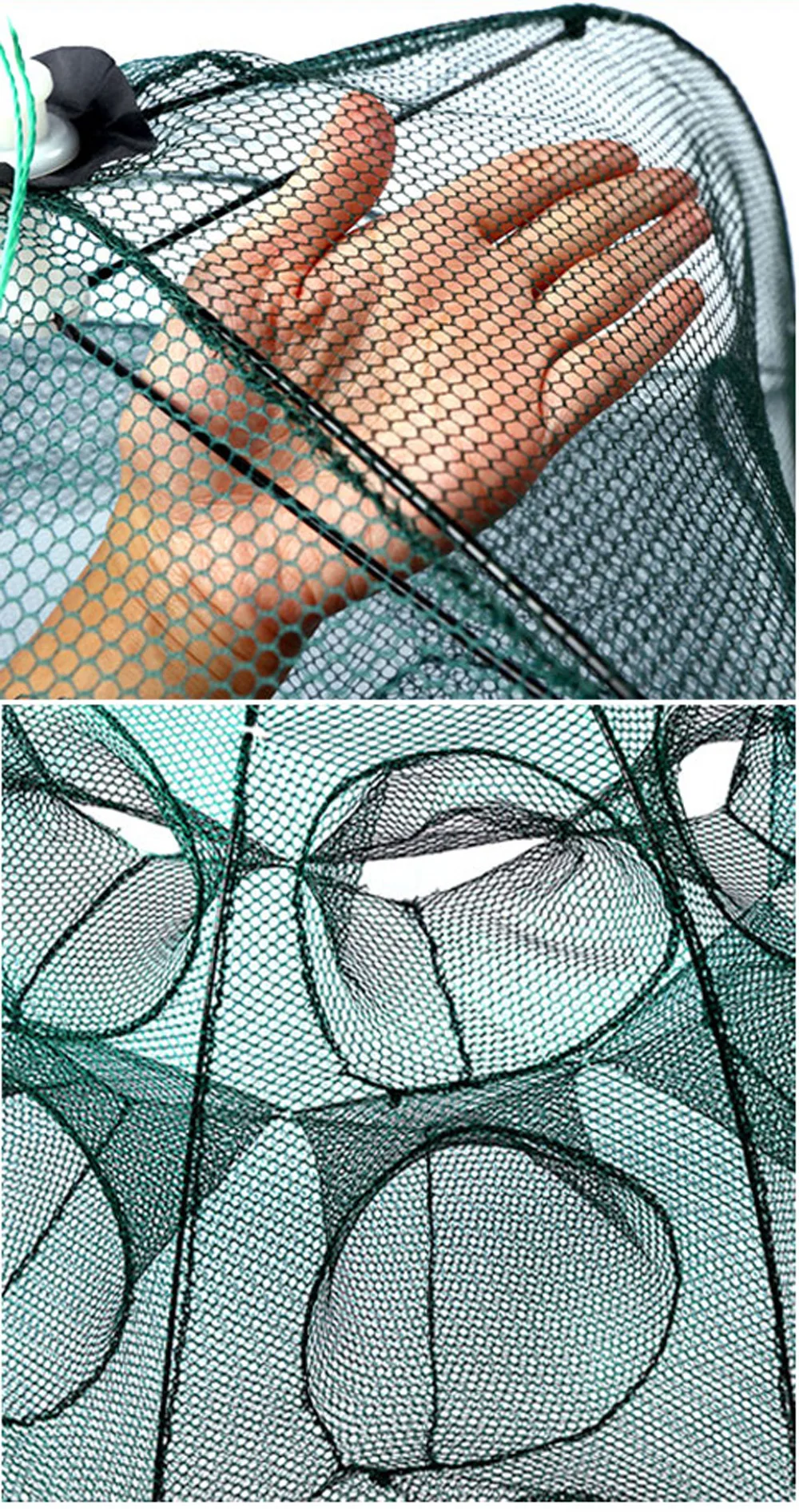 Red de pesca automática, jaula de nailon plegable portátil, reforzada, 4-28 agujeros - imagen 2
