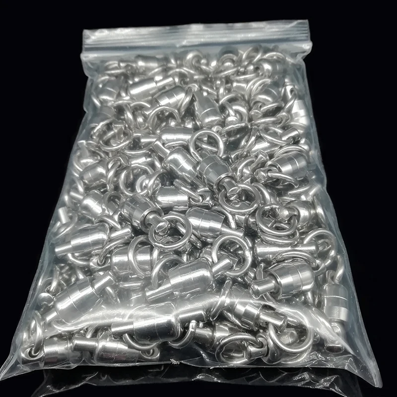 100 unids/lote 1 #   -8 #   Conector sólido de acero inoxidable, rodamiento de bolas, señuelo giratorio, herramientas de Pesca, accesorios de aparejos de Pesca