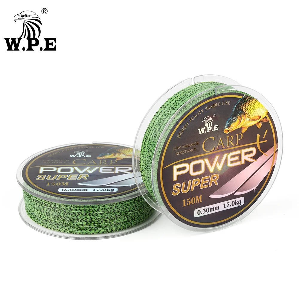 W.P.E-sedal de nailon para pesca de carpa, superpotente, revestimiento de fluorocarbono, 10-41KG, doble color, hundimiento rápido, 0,2mm-0,60mm