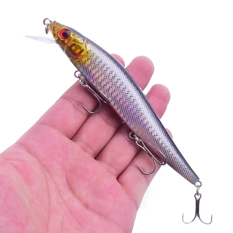 Señuelo de pesca Topwater Wobblers, cebo duro Minnow, 3 ganchos de pesca 3D ojos Crankbait, aparejos de pesca flotantes, 1 pieza, 13,5 cm, 22,5g - imagen 4