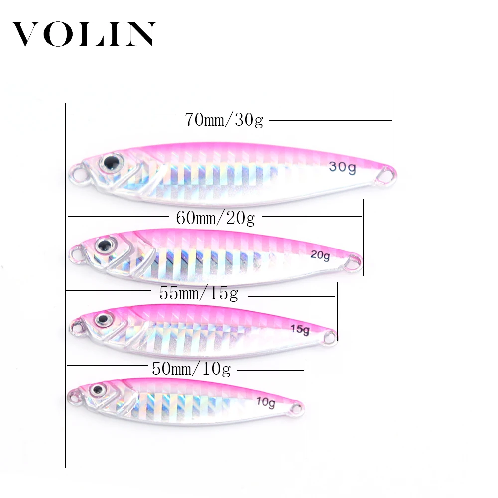 VOLIN-señuelo duro de Metal para pesca, plantilla de Metal para agua salada, 1 unidad, 10g, 15g, 20g, 30g - imagen 2