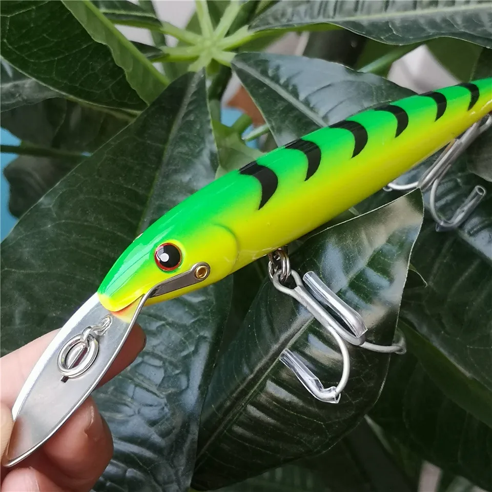 Swolfy-SEÑUELOS DE pesca de atún curricán, 32,5g/13cm, 6 colores, señuelos de pececillo, lengua de Metal, cebo flotante, aparejos de pesca, 3 uds./lote - imagen 4