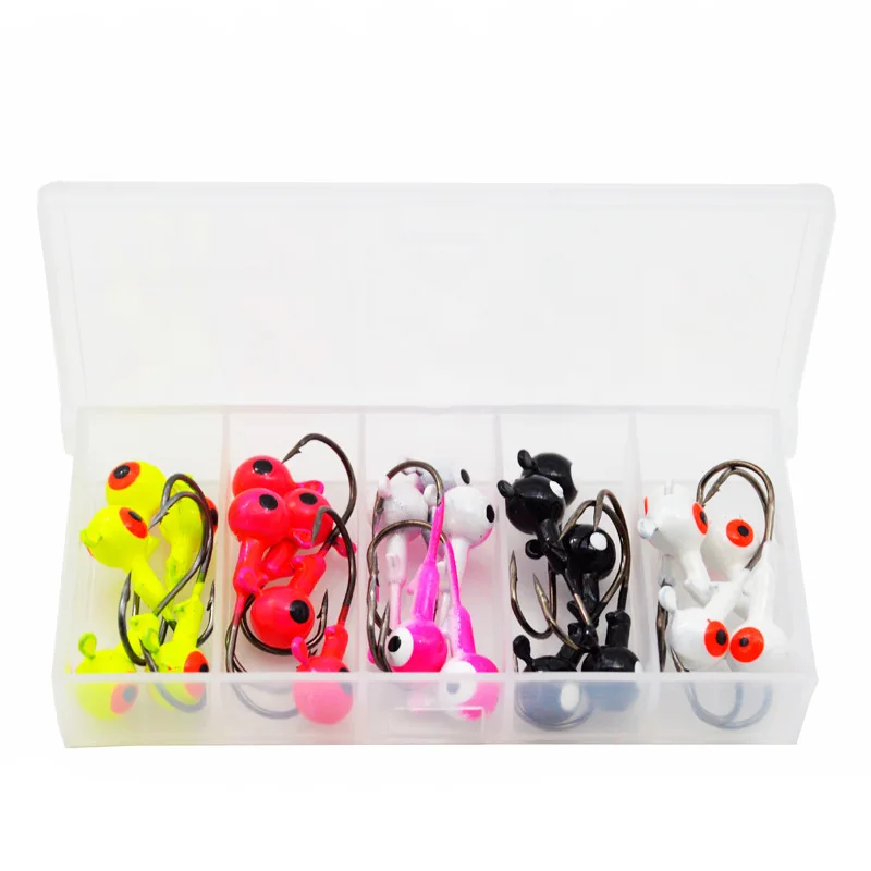 JYJ-caja de anzuelos de 3,5g, 5g, 6g, 7g, 8g, cabeza de plantilla para señuelo de pesca, juego de caja de señuelos con ganchos de colores para gusanos blandos de sílice grub - imagen 3