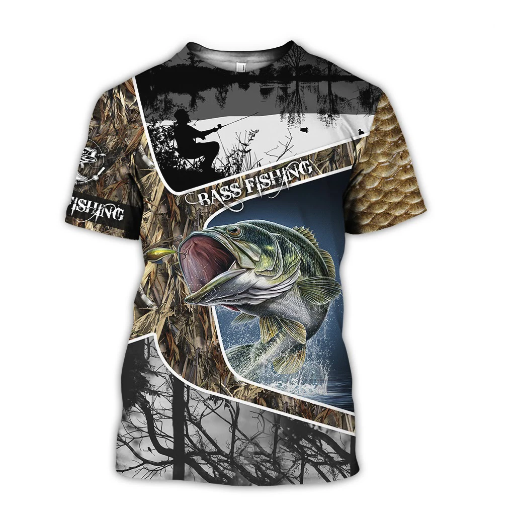 Camiseta de pesca manga corta con estampado 3D de lubina para hombre - imagen 2
