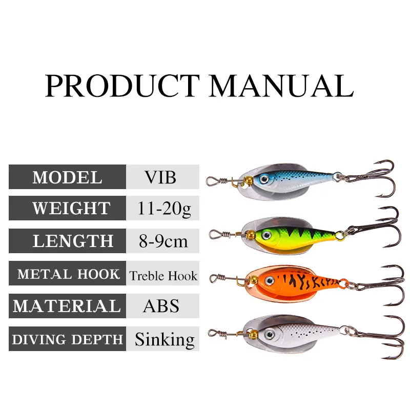 Señuelo giratorio de Metal para pesca, cebo duro de 11g, 15g, 20g, Artificial, Wobblers, aparejos de pesca, carpa, Lucio, 1 unidad - imagen 5