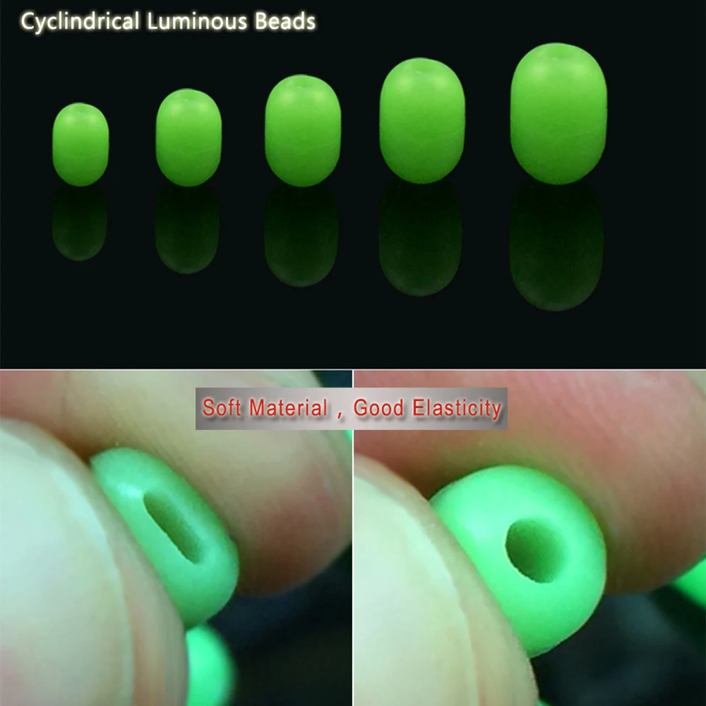Juego de cuentas de Pesca brillantes de forma ovalada, 100 unids/caja, bolas flotantes de 5 tamaños, aparejo de bolas suaves, luz nocturna de mar, aparejos de Pesca luminosos - imagen 2