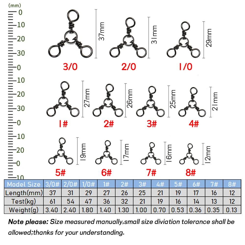 WIFREO-barril giratorio de 3 vías, aparejos de pesca de mar, Triple eslabones, conector giratorio de línea cruzada, accesorio giratorio - imagen 2