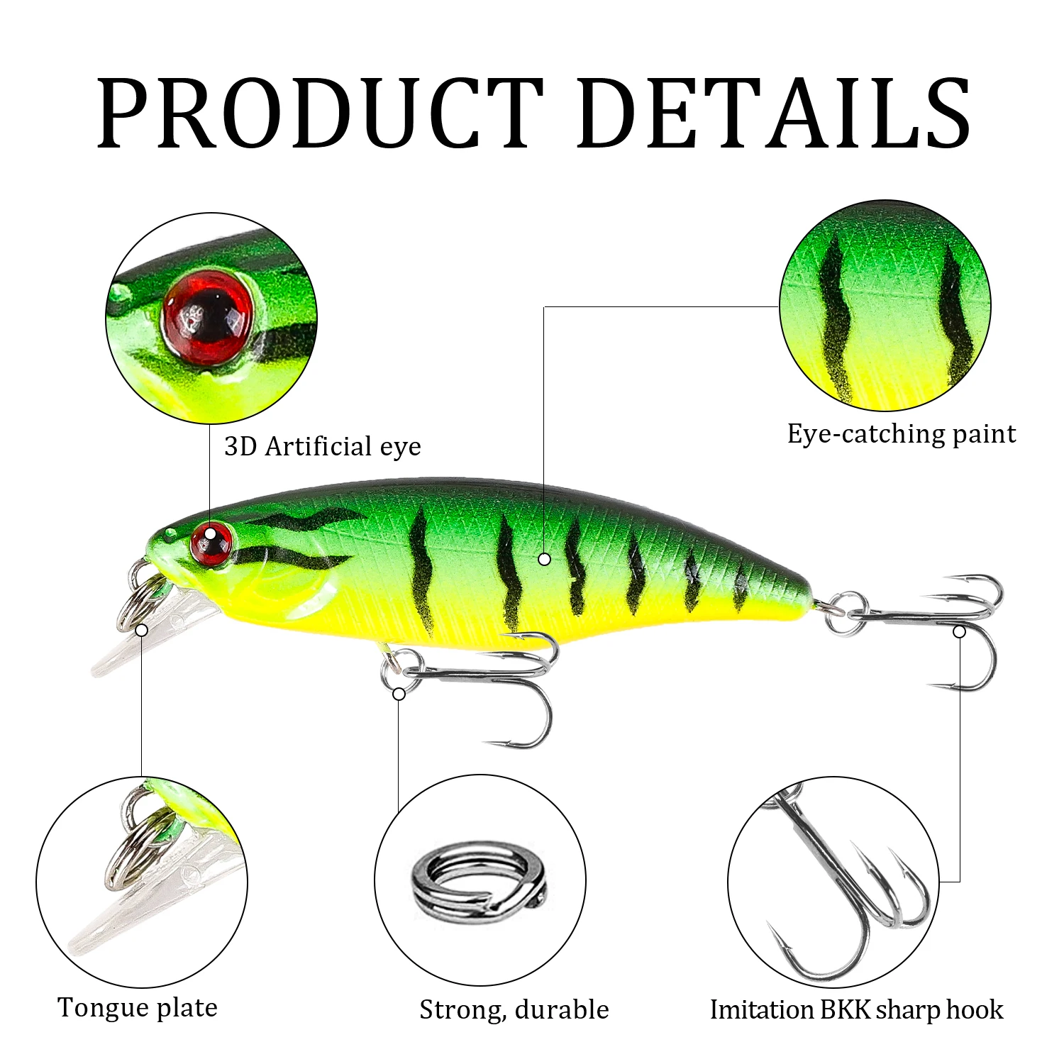 Mini señuelo de Pesca de pececillo, 1 piezas, 5,5 cm, 4,5g, cebo duro Artificial, ojos 3D, Crankbait, Lucio, Wobblers, aparejos de Pesca