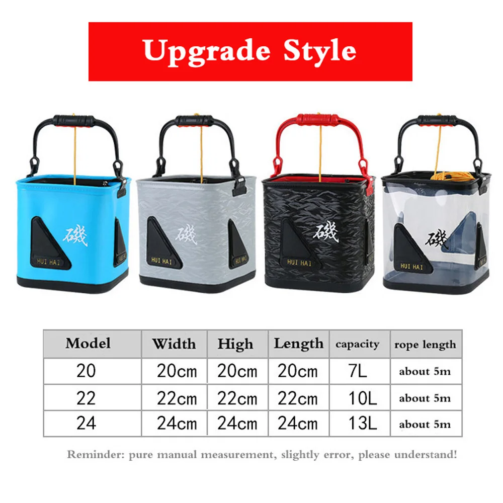 Cubo transparente impermeable para pesca, bolsa de almacenamiento de peces, equipo de gran capacidad, portátil, 10/12L - imagen 5