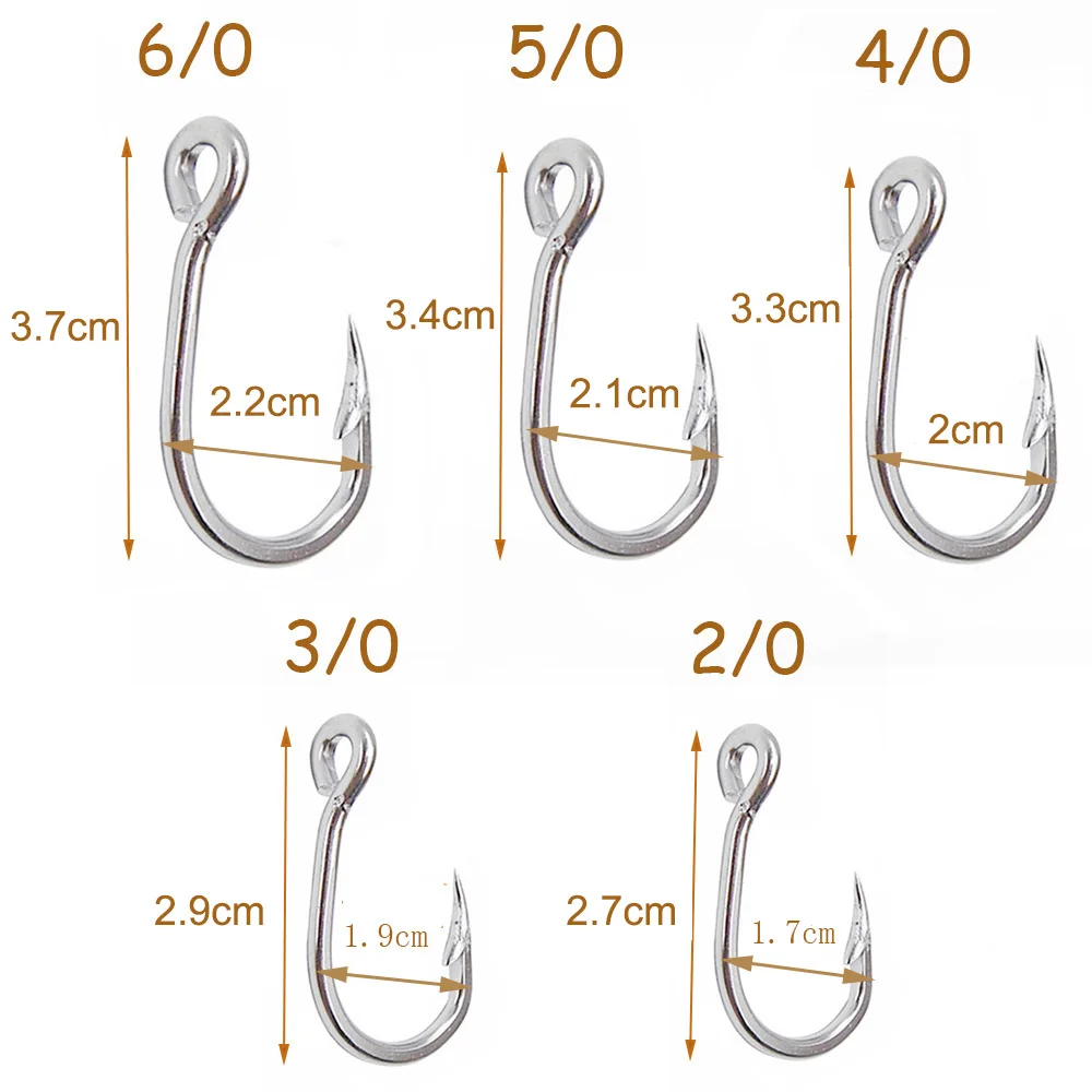 Anzuelos de pesca de acero inoxidable 100, anzuelos de pesca de atún blanco fuerte y grande, tamaño 10884, 3/0, 4/0, 5/0, 6/0, 7/0, 8/0, 9/0, 10/0, - imagen 3