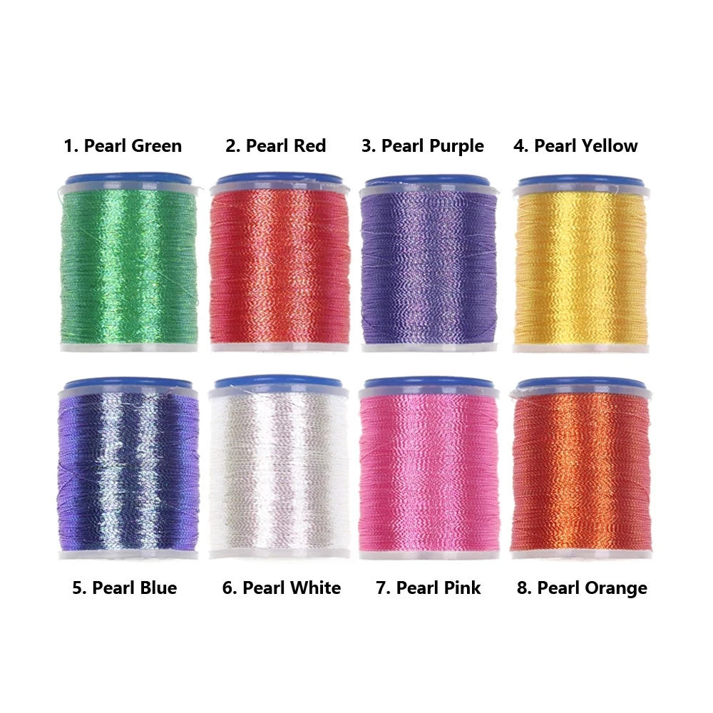 Wifreo 150D hilo de oropel metálico, serpentina de Ninfa, línea de Color perla para atado de anzuelos de plantilla - imagen 2