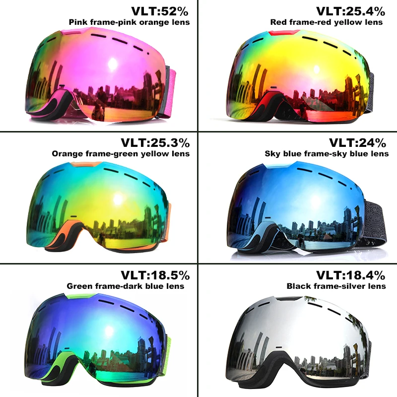 Mosodo-Gafas de esquí magnéticas para hombre y mujer, lentes con imán para moto de nieve, antivaho, esféricas grandes para nieve, lentes iluminadoras de invierno - imagen 2
