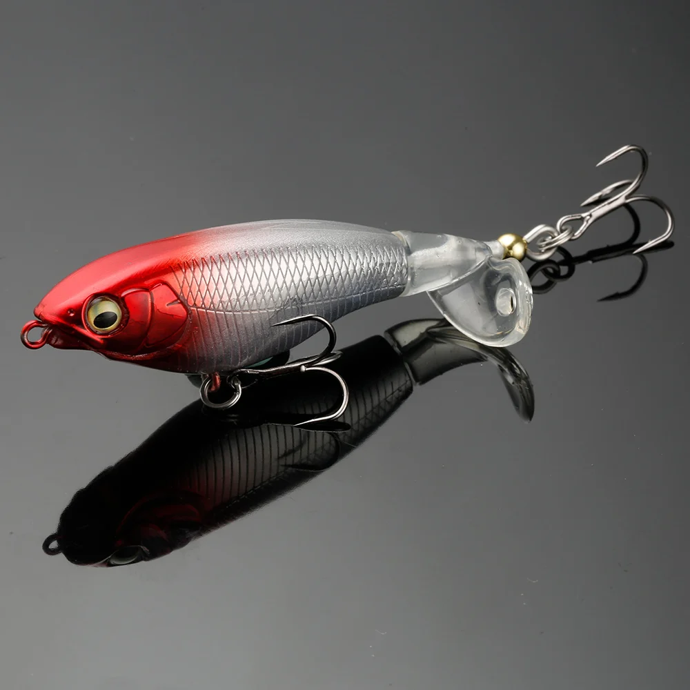 JOHNCOO-señuelo de pesca Artificial, 70mm, 85mm, Whopper Popper, 5,8g, 10,5g, Topwater, pesca de cola giratoria suave - imagen 3