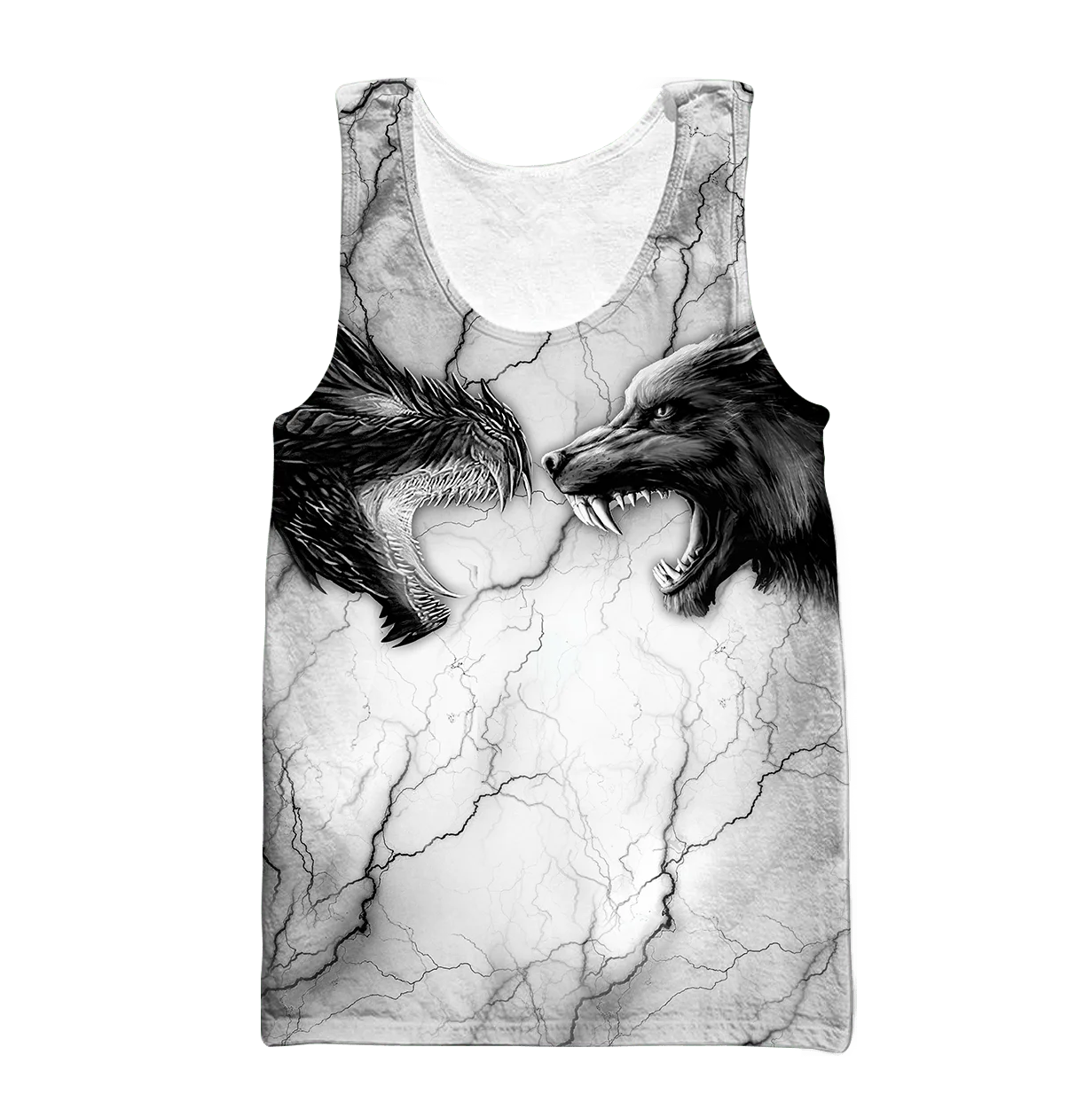 Chaleco con estampado 3D de dragón y lobo rojo/azul para hombre, camiseta sin mangas a la moda Harajuku, ropa de calle de verano, camiseta sin mangas Unisex fresca BX011 - imagen 3