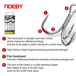 Noeby ST-46 Anzuelos Triples de Acero al Carbono
