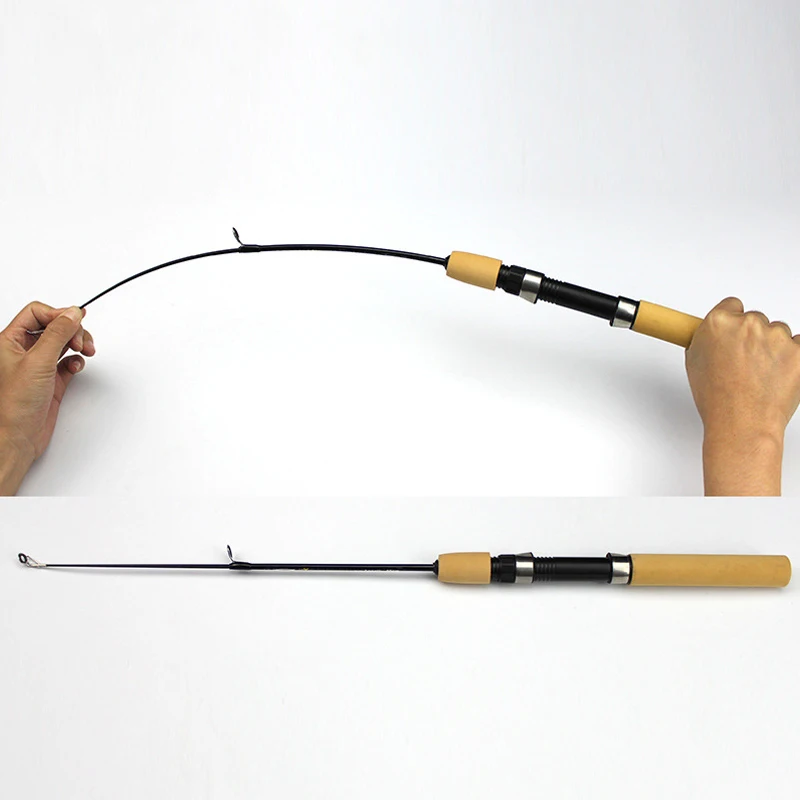 Mini caña telescópica portátil de fibra de carbono para Pesca en hielo, Combo de caña giratoria para Camarón, carretes de Metal, 60, 80 y 100CM, para invierno - imagen 5