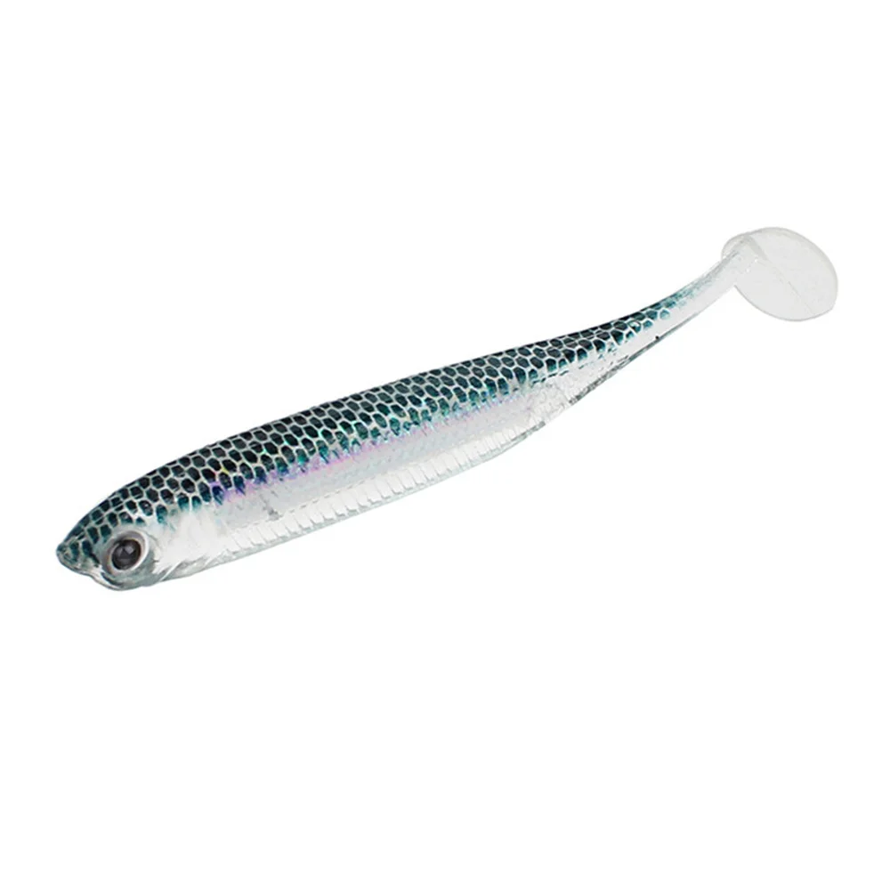 Señuelo de pesca suave con cabeza de plantilla, 7cm, 2,2g, cola en T, Color arcoíris, cebo de silicona Artificial, carpa, lubina, Swimbait, aparejos Wobbler, 3 unids/lote