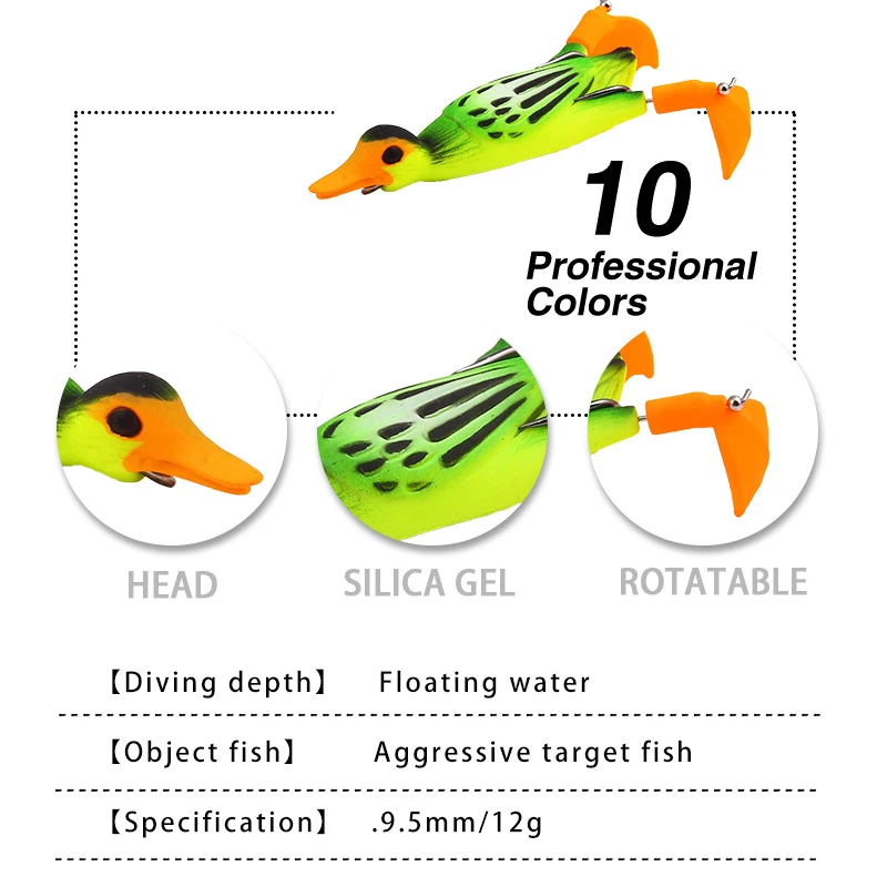 Señuelo flotante Rotatin/Thunder Frog, señuelo suave Wobblers de silicona, Señuelos de Pesca, cebo Artificial, aparejos de pesca de Lucio - imagen 5