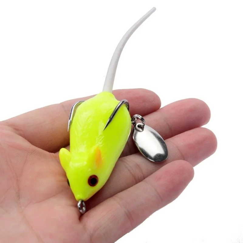 Topwater-señuelo de pesca de ratón suave, 5,5 cm, 10,5g, ojos 3D flotantes, Crankbait, cebo Artificial, aparejos de pesca, 1 lote - imagen 3