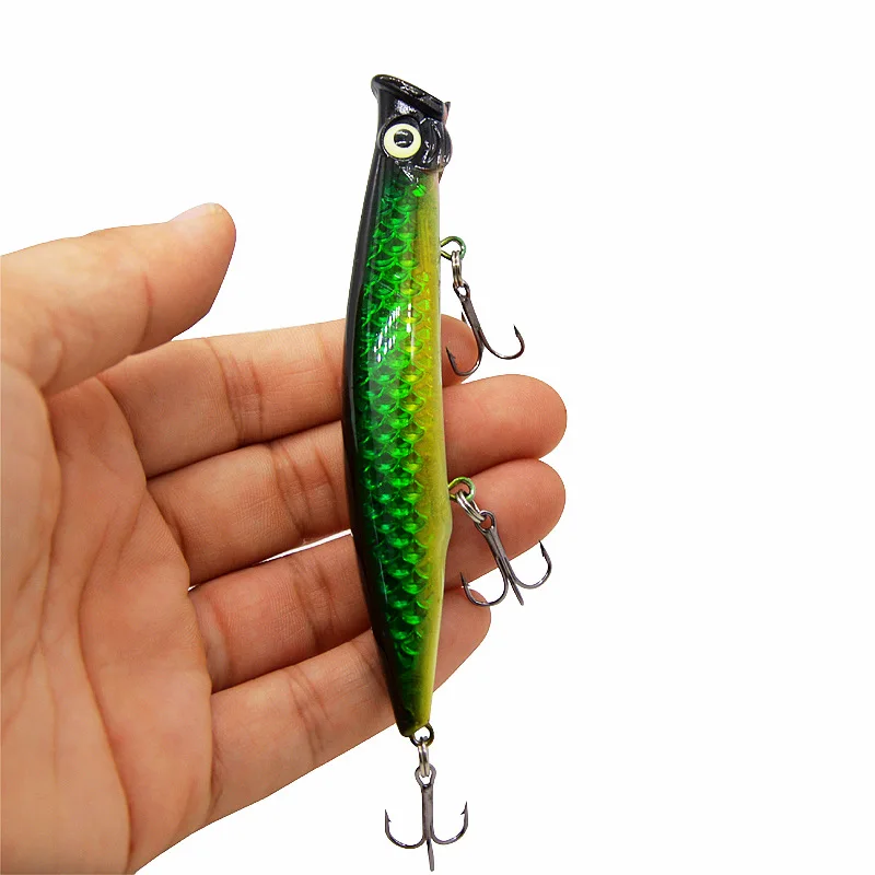 Señuelo de pesca Popper 11 cm/13g cebo duro fundido de largo alcance 3 ganchos señuelos artificiales agua superior Poper lote 5 piezas venta - imagen 3