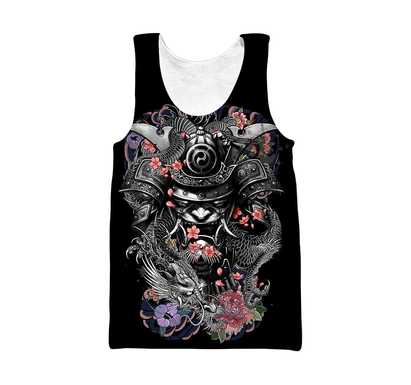 Samurai y tatuaje de dragón 3D completamente estampado chaleco para hombre camiseta sin mangas de moda ropa de calle de verano camisetas sin mangas Unisex geniales BX44 - imagen 5