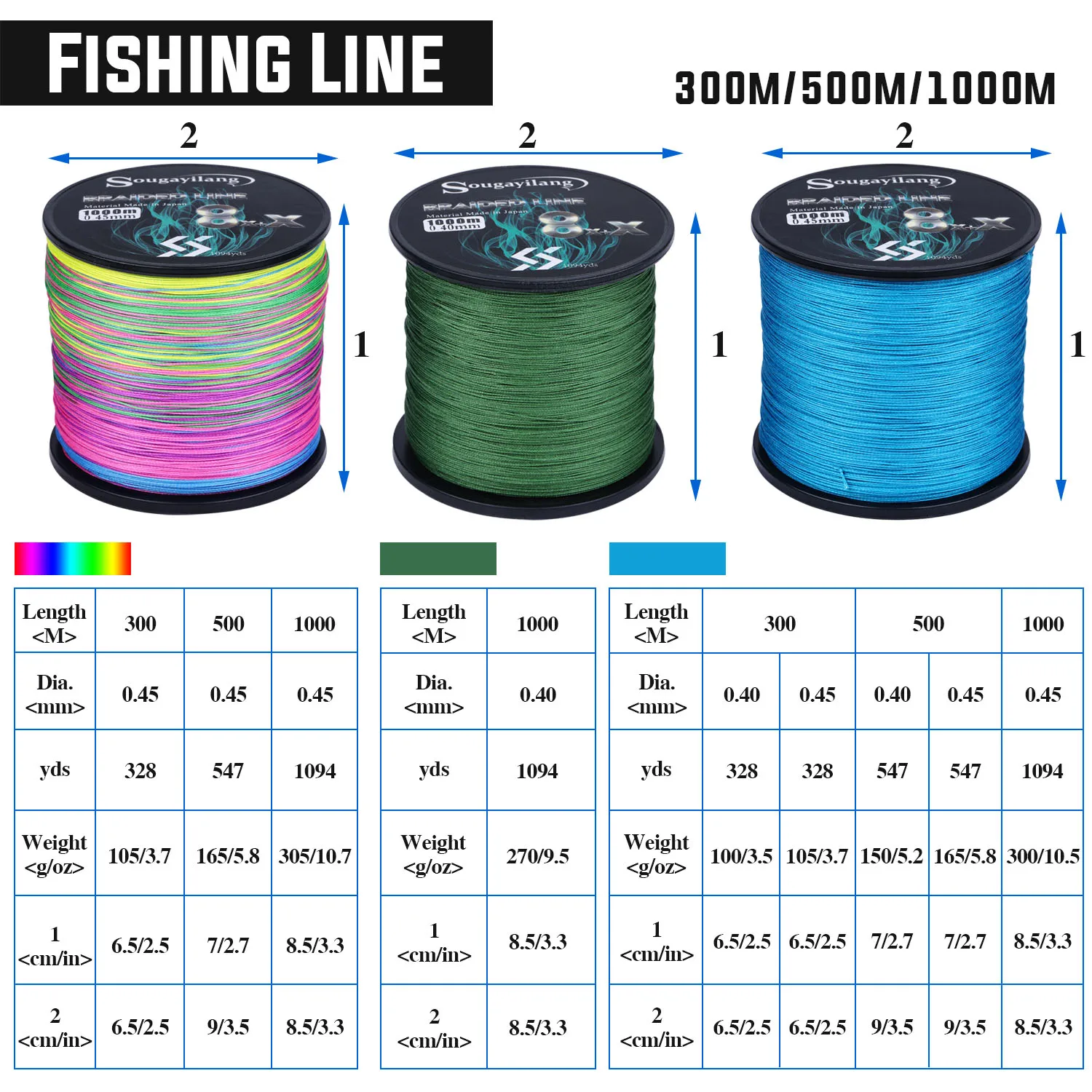 Sougayilang-sedal de 9 hebras para Pesca de carpa, hilo multifilamento de 300M, 500M y 1000M, novedad - imagen 5