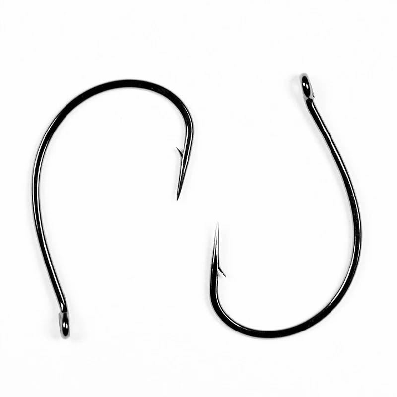 20 unids/lote Drop Shot crochet # 3 # 2 # 1 # 1/0 # 2/0 acier inoxydable Crochet Offset farfelus manivelle ver accesorios hameçon d - imagen 3