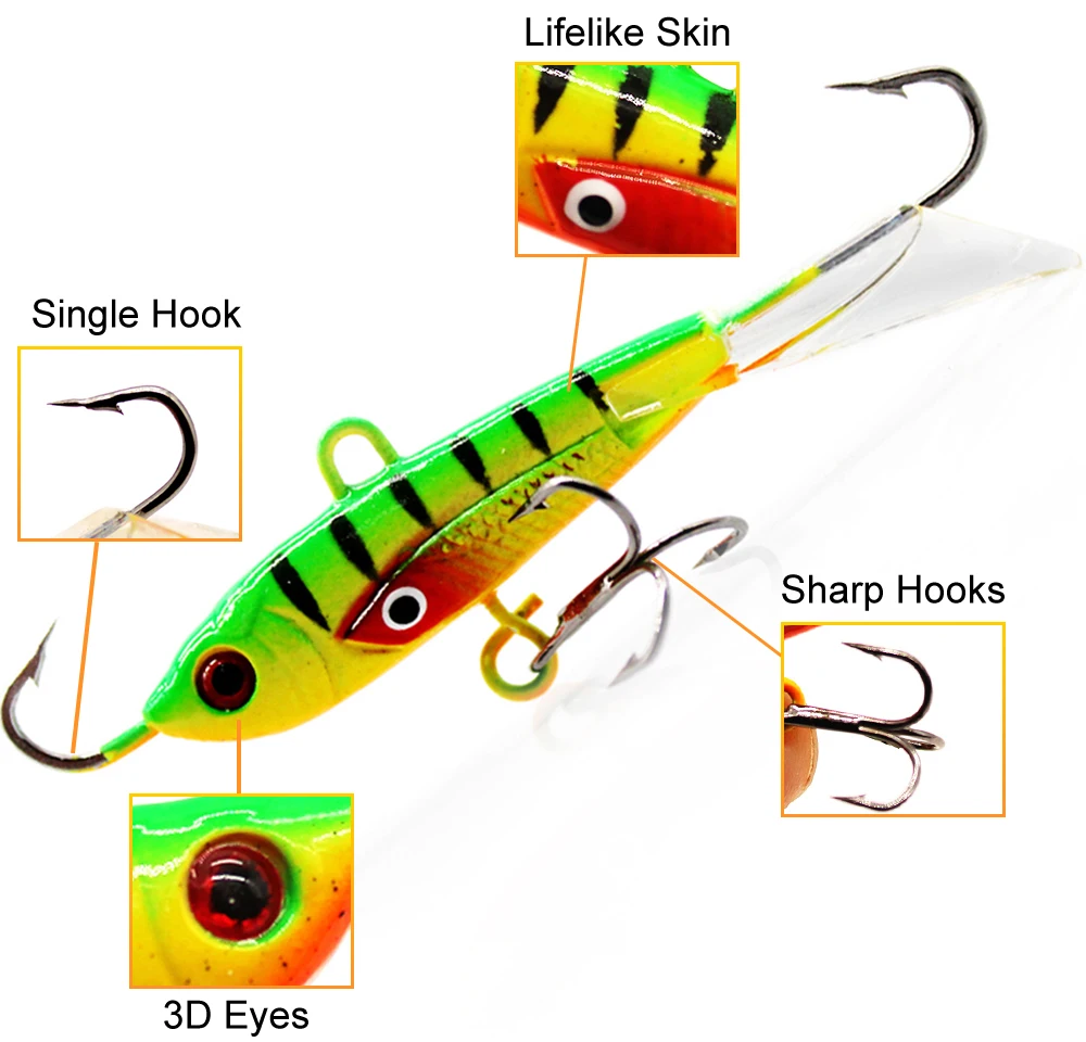 Este señuelo de pesca presenta una piel realista, un solo gancho, ganchos afilados y ojos 3D para una captura efectiva