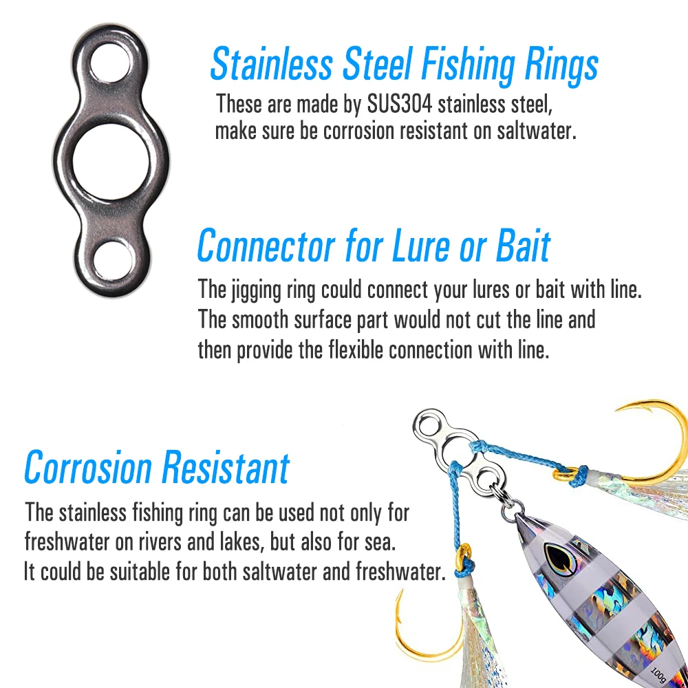 ICEIRO-anillo de acero inoxidable para pesca, anzuelo de asistencia, Conector de Terminal de línea de señuelo, accesorios de agua dulce y salada, 20 unidades