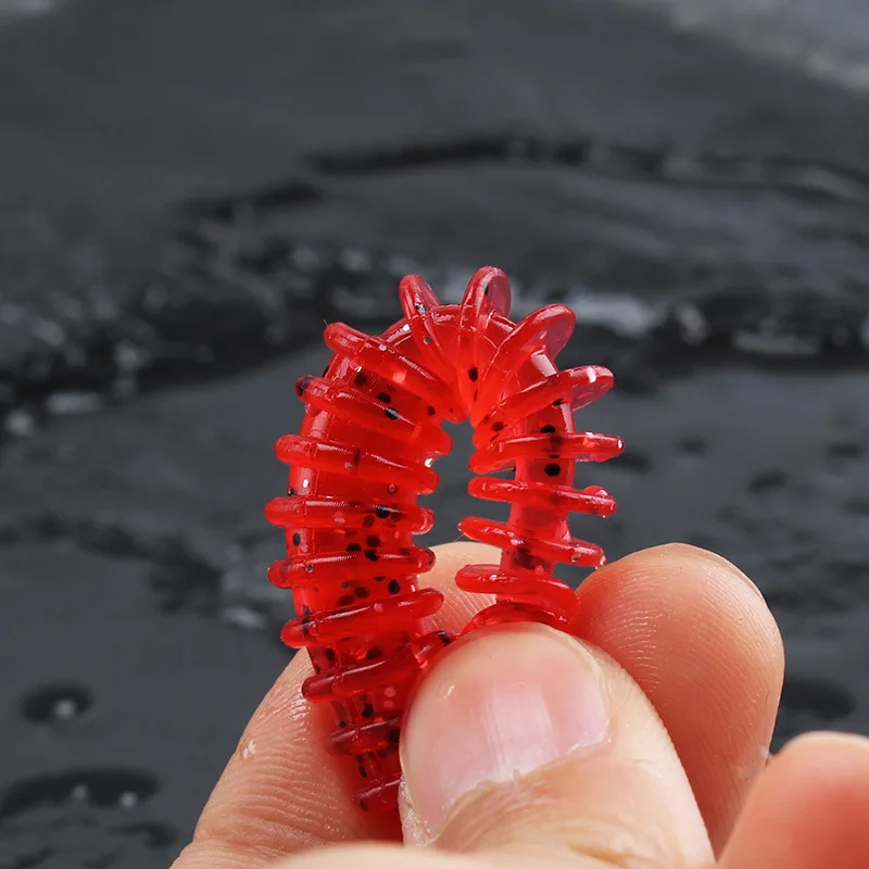 Señuelo de pesca de gusano de baile, cebo suave de 6,5 cm, 7,5 cm, 8,5 cm, cola de aguja, señuelos artificiales, lubina, cabeza de serpiente, mandarín, 10-12 piezas, bolsa en venta - imagen 5