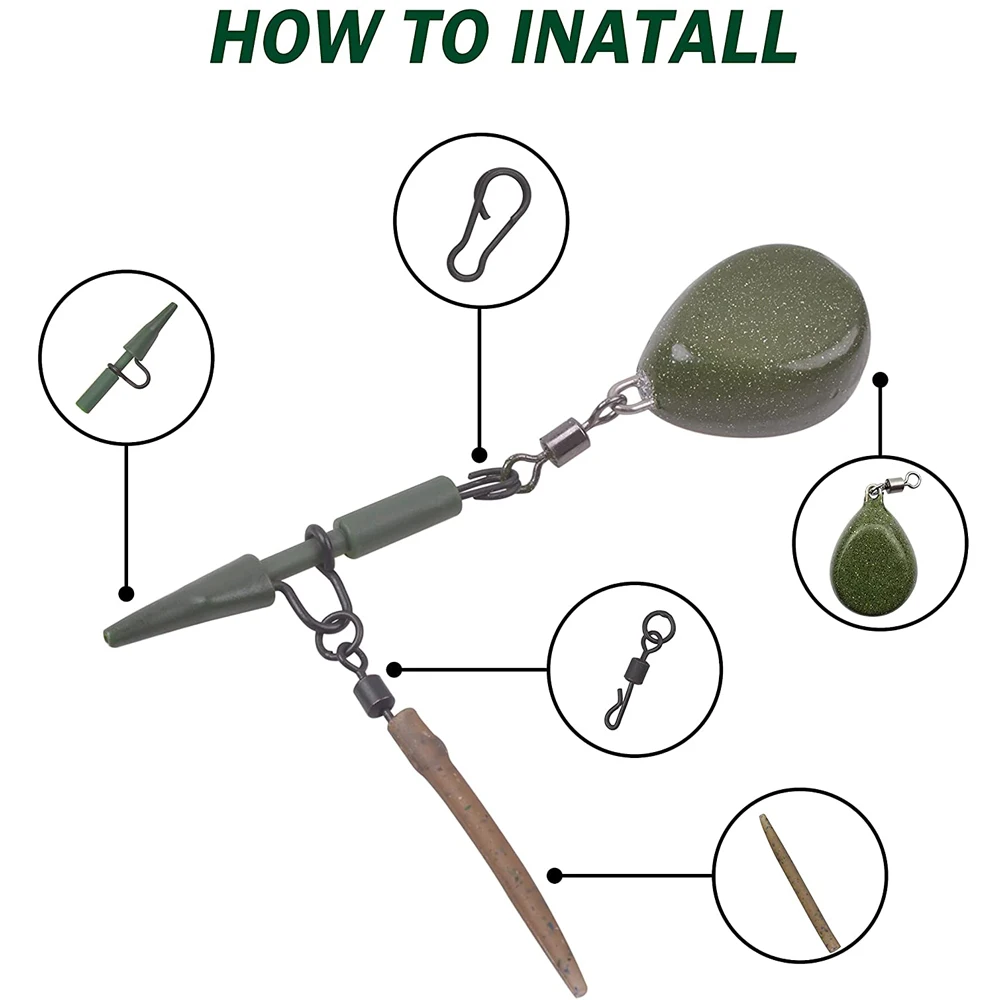 110Pcs/Box Carp Fishing Accessories Kit Include Anti Tangle Sleeves Quick Change Swivel Safety Lead Clip Speed Links - imagen 5