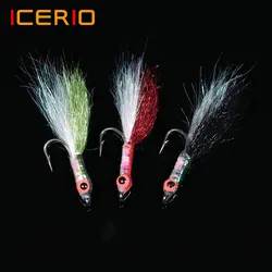 ICERIO-señuelo de pesca de agua dulce y salada, 9 piezas, Ice Dub con ojos de pez 3D, epoxi Minnow Streamer Fly para Tout/Bass/Pike FshingBaits