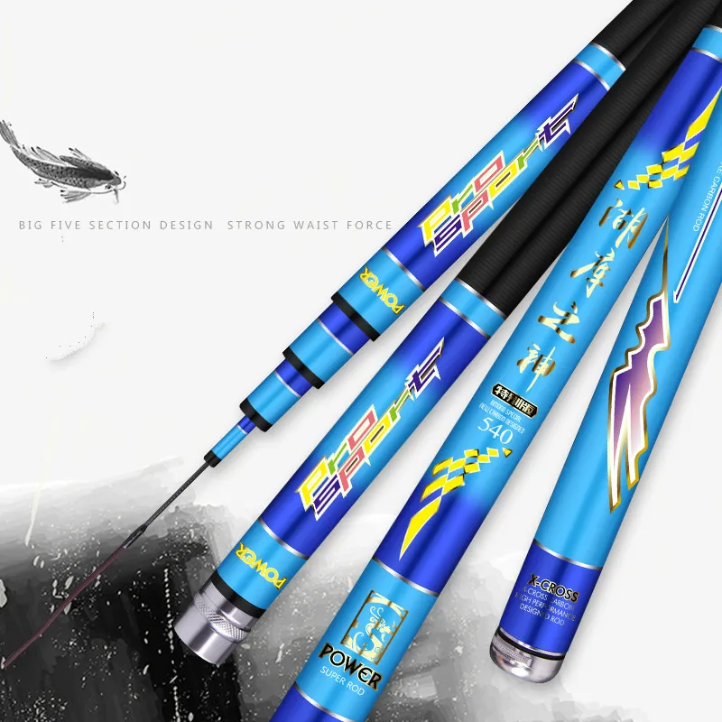Caña De pescar telescópica De fibra De carbono, palo De Pesca De 4,5 m-10,0 m, para carpa, Angeln, Canne, cuñas, Olta, Taiwán - imagen 5