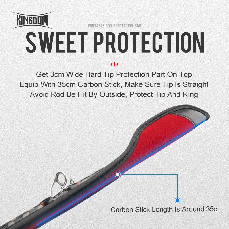 Kingdom-cañas de pescar giratorias, 73cm-152cm, cuerda de protección para caña de fundición, longitud ajustable para varillas de protección, bolsa de almacenamiento para caña - imagen 4