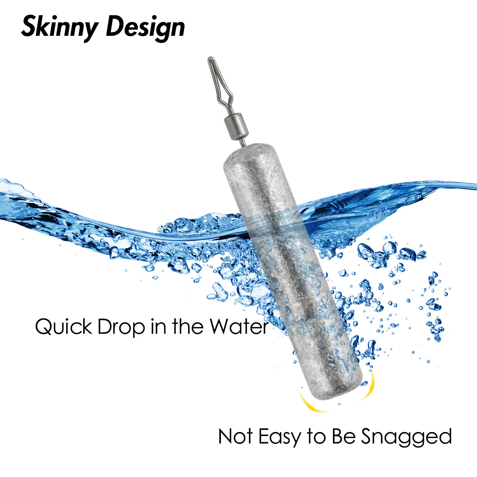 Plomada de pesca con barril giratorio, 50 piezas, plomo, tiro de gota, lápiz de peso, fundición, agua salada, lubina - imagen 5