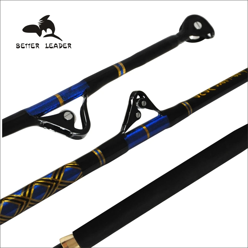Guía de caña de pescar de barco de carbono para invierno, guías de doble rodillo, caña de pescar, artículos de pesca en el mar, caña de juego grande, 130 libras - imagen 2